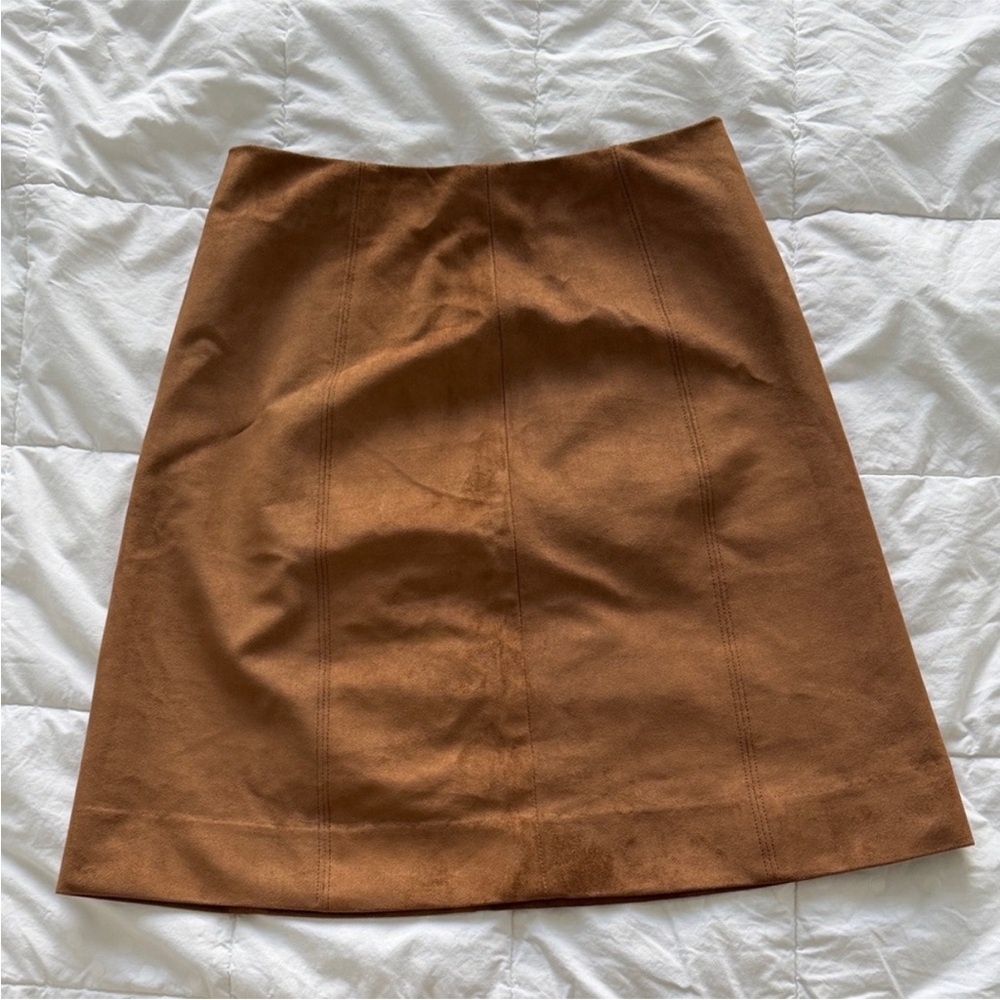 Babaton Aritzia Brown Suede Skirt